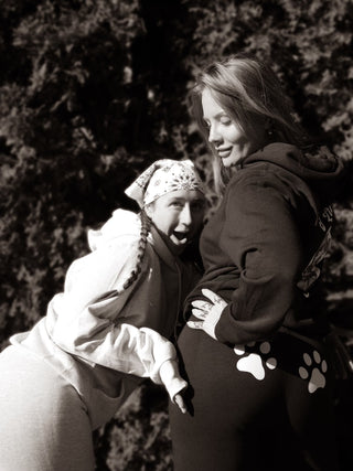 Black & White Paw Sweat Pants