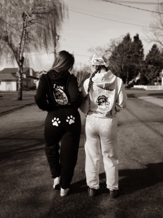 Black & White Paw Sweat Pants
